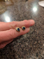 Dark Blue Stone with Gold Heart outline Studded Earrings