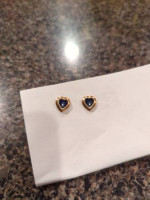 Dark Blue Stone with Gold Heart outline Studded Earrings