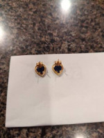 Dark Blue Stone with Gold Heart outline Studded Earrings