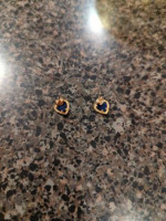Dark Blue Stone with Gold Heart outline Studded Earrings