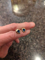 Dark Blue Stone with Gold Heart outline Studded Earrings