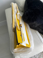 Handbag, Yellow, with Gold Lock and Key - Gorgeous