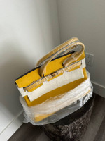 Handbag, Yellow, with Gold Lock and Key - Gorgeous