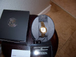 New Citizen Ladies    Eco-Drive  Watch /Gold with Floating Diamonds