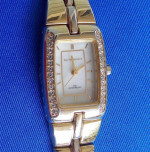 Harve Benard Gold Tone Watch - Iridescent Mother of Pearl Face