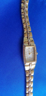 Harve Benard Gold Tone Watch - Iridescent Mother of Pearl Face