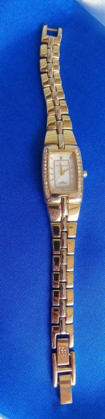 Harve Benard Gold Tone Watch - Iridescent Mother of Pearl Face