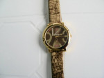LST 3 6 9 12 Gold/Copper Watch with rhinestones, snake skin look strap