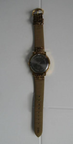 LST 3 6 9 12 Gold/Copper Watch with rhinestones, snake skin look strap