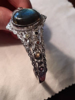 Cuff bracelet with labradorite and multi gemstones in Platinum Bond