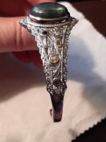 Cuff bracelet with labradorite and multi gemstones in Platinum Bond