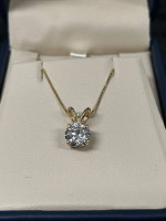 Beautiful 14K Gold Necklace with 2.04 carat Diamond Solitaire Pendant