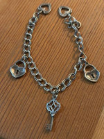Solid Sterling Silver Heart Charm Bracelet