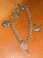 Solid Sterling Silver Heart Charm Bracelet