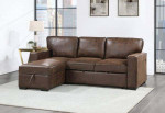 Leather Sofa bed with Storage Chaise