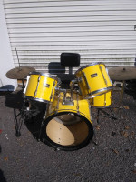 vintage 1990's Pearl Export series  Flash yellow 4 piece drumset
