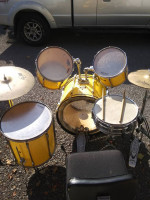 vintage 1990's Pearl Export series  Flash yellow 4 piece drumset