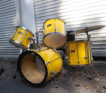 vintage 1990's Pearl Export series  Flash yellow 4 piece drumset
