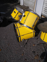 vintage 1990's Pearl Export series  Flash yellow 4 piece drumset