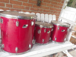 3 LUDWIG ROCKER TOM DRUMS GROUP MAROON PRICE SLASHED FOR CHRISTMAS!!!