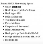 IBSNEZ SR705 5 STRING BASS
