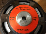 15 inch aluminum speaker. 8 ohms 400 watts