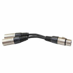 Cable Adaptor New 3pin XLR FEMALE jack to dual 2 MALE plug Y SPLITTER