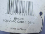 Whirlwind MICROPHONE CABLE 20 foot, Low-Z, unused