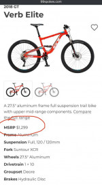 •GT Verb Elite Full Suspension MTB.