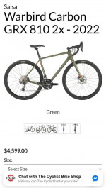 Salsa WarBird Disc Thru-Axle Carbon Gravel Cyclocross Shimano GRX810 54.5cm Med