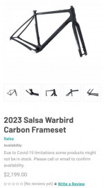 Salsa WarBird Disc Thru-Axle Carbon Gravel Cyclocross Shimano GRX810 54.5cm Med