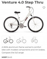 27" Raleigh Venture 4.0 Aluminum Step Through Comfort Commuter Bike