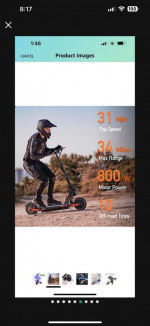 JOYOR S Electric Scooter, Dual Disk Brake System & Shock Absorption, 800W Motor