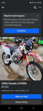 2006 Honda Crf450r red sticker