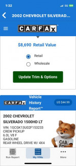 2002 Chevrolet Silverado 1500 60,000 mi