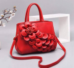 NEW Ladies Top Handle Satchel 3D Flower RED Purse