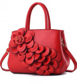 NEW Ladies Top Handle Satchel 3D Flower RED Purse