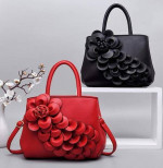 NEW Ladies Top Handle Satchel 3D Flower RED Purse