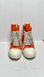 Rick Owens DRKSHDW Scarpe Jumbo Lace High-top Denim Trainers In Orange