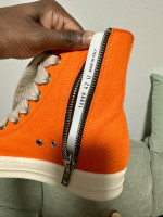 Rick Owens DRKSHDW Scarpe Jumbo Lace High-top Denim Trainers In Orange