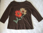 Brown Top With Sunflower NEW