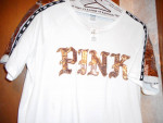 LADIES (PINK STORE) TOP WORD PINK IN BEADS & JEWELLS (TAG ATTACHED)