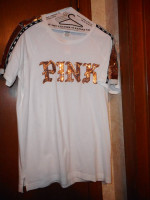 LADIES (PINK STORE) TOP WORD PINK IN BEADS & JEWELLS (TAG ATTACHED)