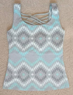 Synergy Organic Cotton Ikat Criss Cross Tank Top Women's Size Small