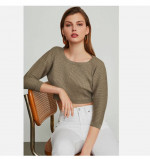 BCBG Max Azria Metallic Knit Crop Top Gold Combo NWT XS MSRP $178