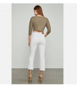 BCBG Max Azria Metallic Knit Crop Top Gold Combo NWT XS MSRP $178