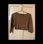 BCBG Max Azria Metallic Knit Crop Top Gold Combo NWT XS MSRP $178