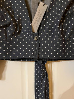 NWT BCBG Max Azria Puff-Sleeve Polka Dot Cropped Top Dark Navy XS