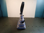 Synthetic Small Striped Top-Handle Handbag with Feet: 9" H x 7" L x 4.