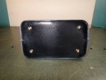 Synthetic Small Striped Top-Handle Handbag with Feet: 9" H x 7" L x 4.